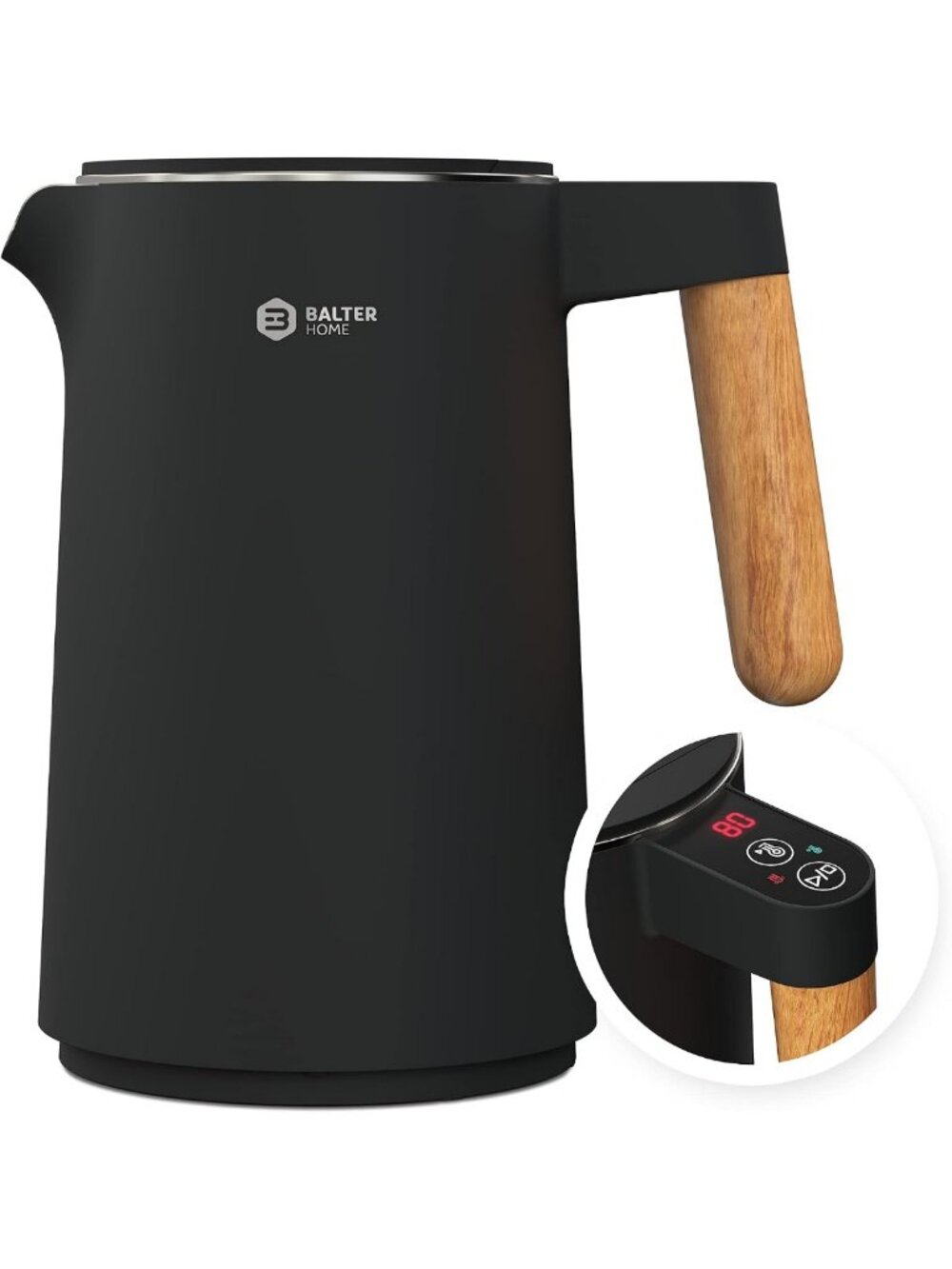 Temperature Control Electric Kettle, Stainless Steel, BPA-Free, 1.5L, Double